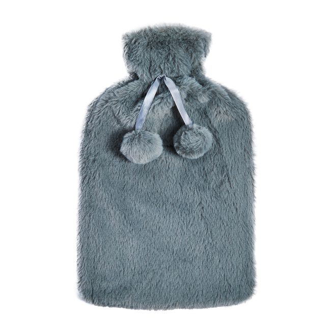 Grey Faux Fur Hot Water Bottle 