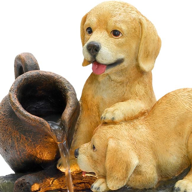 Puppies Playing Garden Water Feature