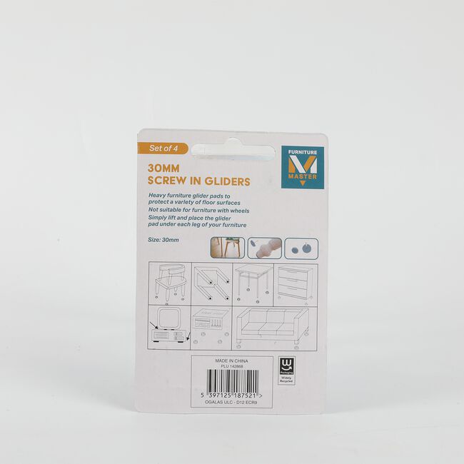 30mm Screw In Furniture Gliders