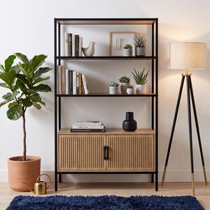 Three Layer Cabinet with Black Metal Frame