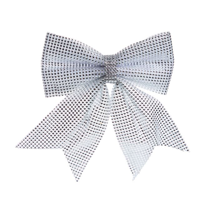 Large Silver Diamante Christmas Bow