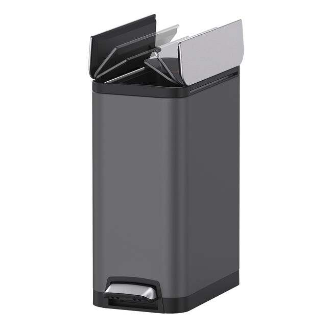 30L Java Titanium Grey Butterfly Opening Metal Bin