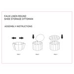 Small Folding Linen Storage Ottoman - Grey