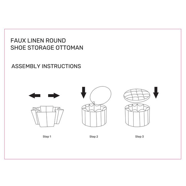 Small Folding Linen Storage Ottoman - Grey