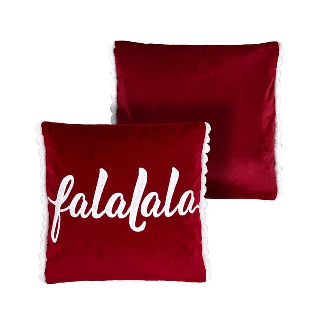 Falalala Christmas Cushion 45cm x 45cm - Red