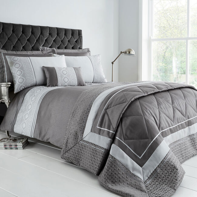 Luxury Geo Duvet Set Home More, Black And Silver Double Duvet Cover