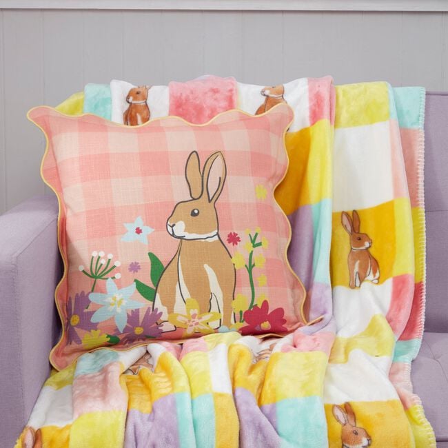 Blossom Lane Chequered Bunny Cushion 45cm x 45cm