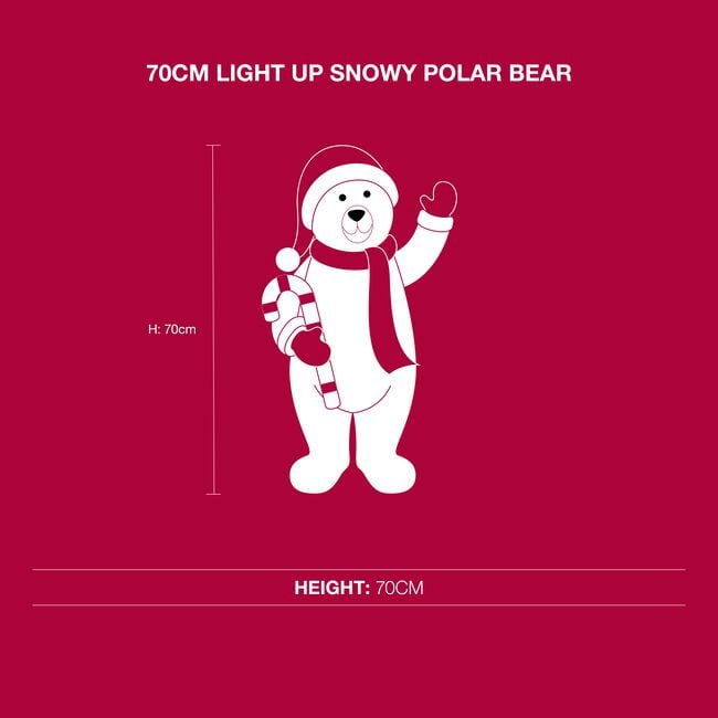70cm Light Up Snowy Polar Bear