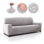 REGAL MILLS EASYSTRETCH VELVET SILVER 4 Seater Sofa Cover