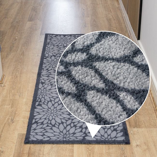 Flowers Black/Grey Mega Runner 57cm x 150cm