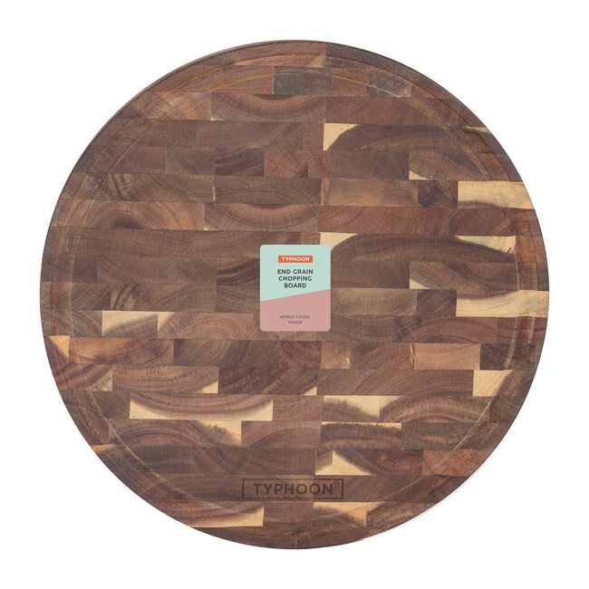 Typhoon End Grain Acacia Round Wood Chopping Board