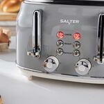 SALTER RETRO GREY CURVED BODY 4 Slice Toaster