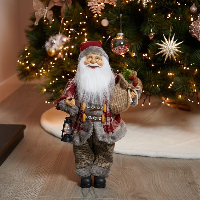 45cm Standing Woodland Santa With Lantern