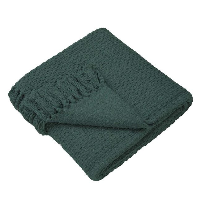 DRIFT HOME HAYDEN 100% RECYCLED COTTON GREEN 200x200cm Throw