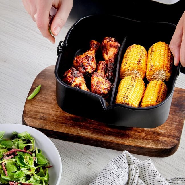 Tower Black Square Air Fryer Tray with Divider