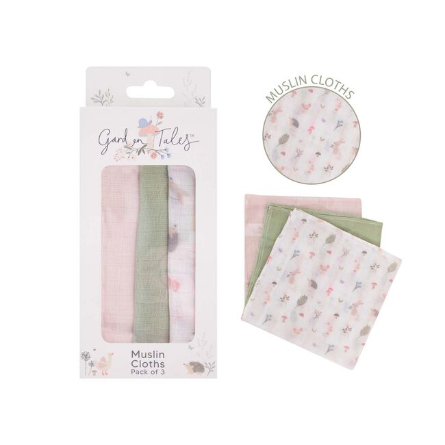 First Steps Garden Tales Muslin Cloths - 3 Pack