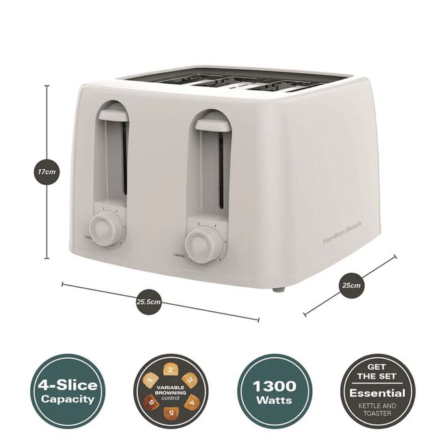 HAMILTON BEACH ESSENTIALS WHITE 4 Slice Toaster