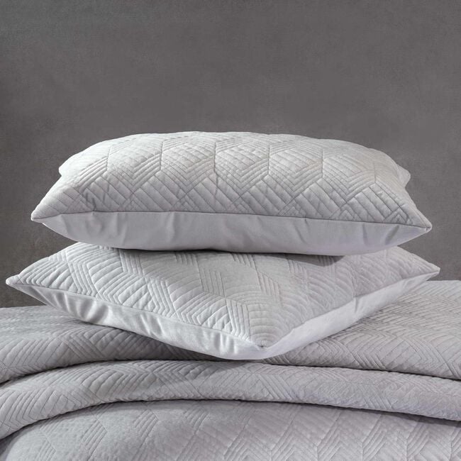 Quilted Hotel Velvet Cushion 45cm x 45cm - Grey