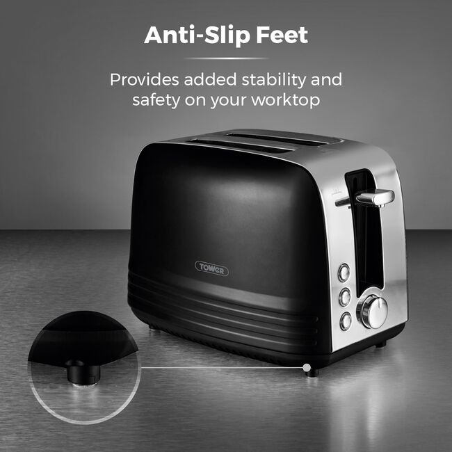 Tower Ash Black 2 Slice Toaster