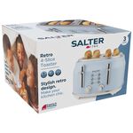 SALTER RETRO BLUE CURVED BODY 4 Slice Toaster