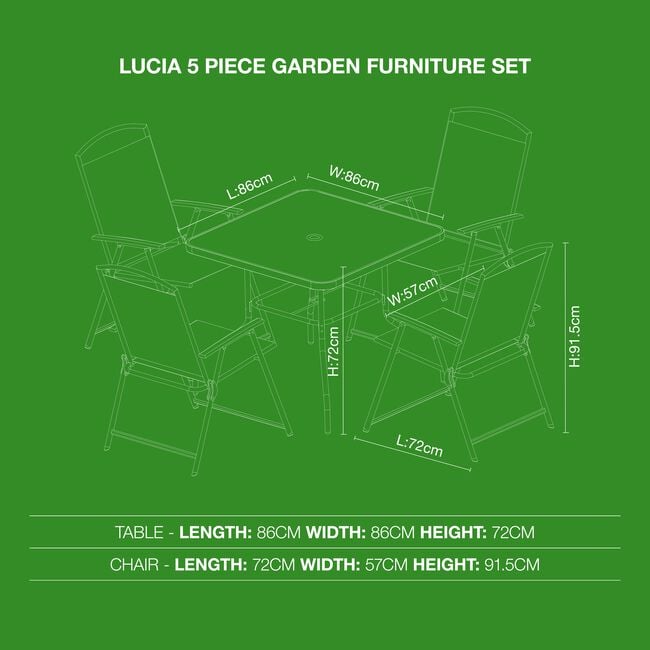Lucia 5 Piece Garden Furniture Set