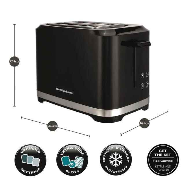 Hamilton Beach Flexicontrol 2 Slice Black Toaster