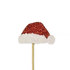 Glitter Santa Hat Cupcake Toppers - 12 pack