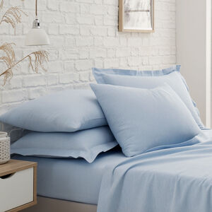 Housewife Pillowcase Pair Brushed Cotton - Blue