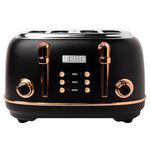 Haden Heritage 4 Slice Black and Rose Gold Toaster