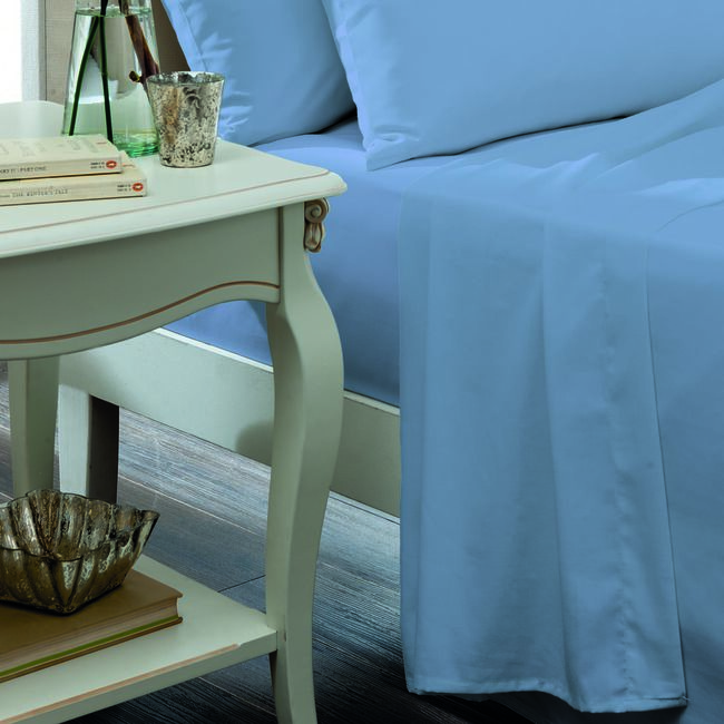 KING SIZE FLAT SHEET Luxury Percale Airforce Blue 12G