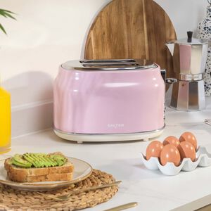 SALTER RETRO PINK CURVED BODY 2 Slice Toaster