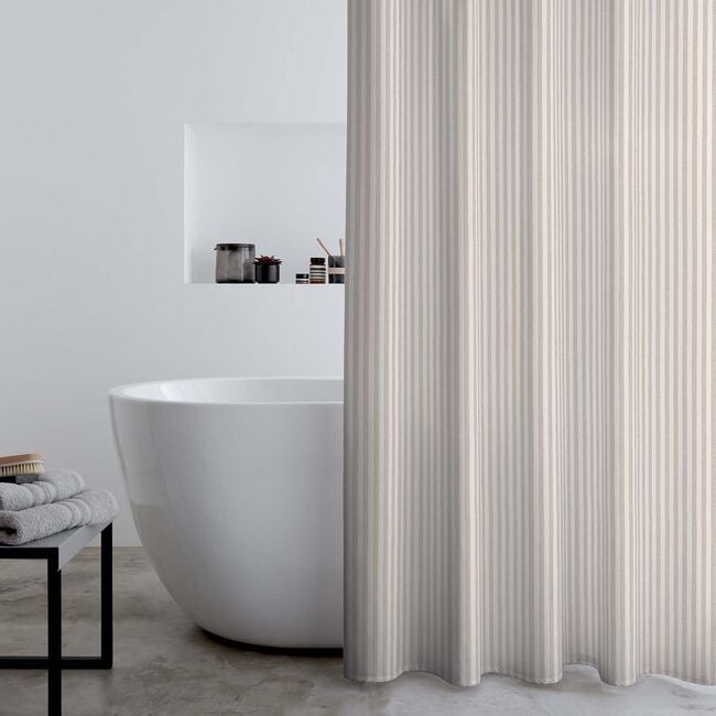 CATHERINE LANSFIELD TIMELESS STRIPE NATURAL Shower Curtain 