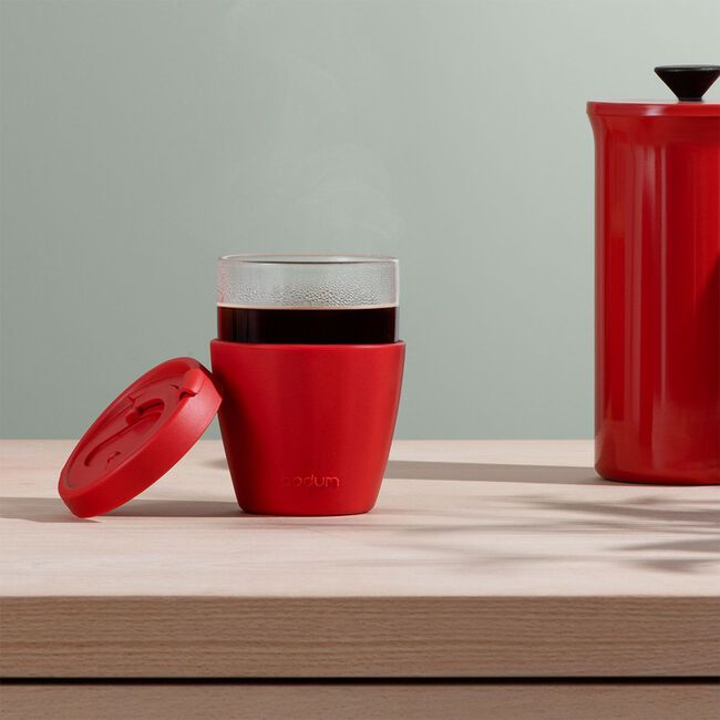 Bodum Joycup Red Glass Travel Mug 400ml