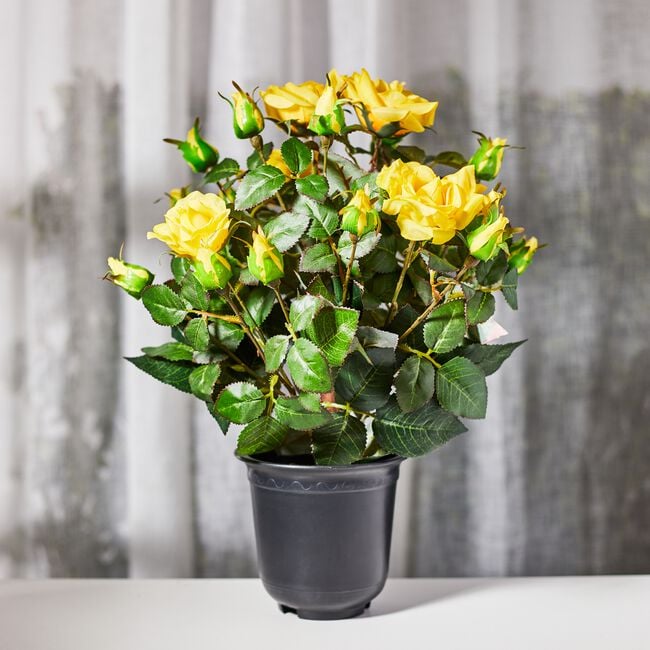 40cm Artificial Yellow Rose Plant