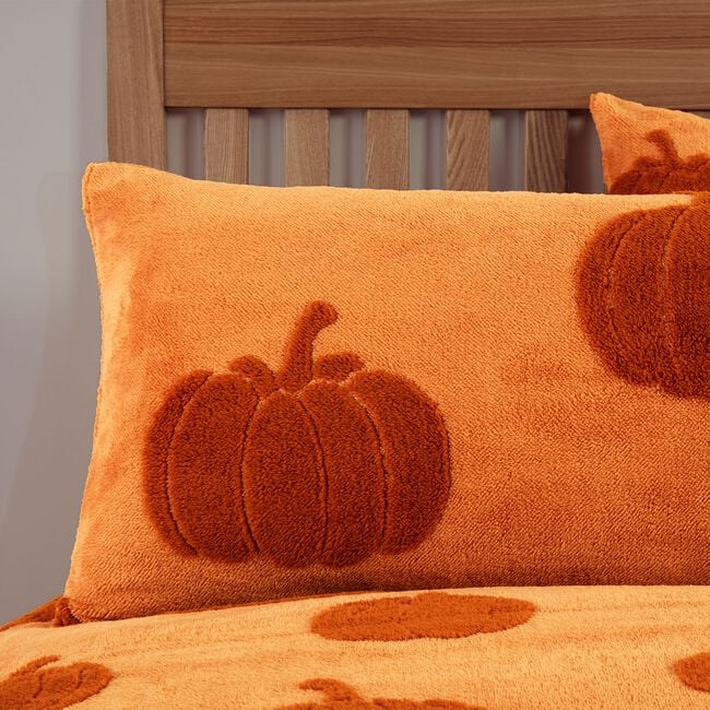 SINGLE DUVET COVER Teddy Fleece Pumpkin