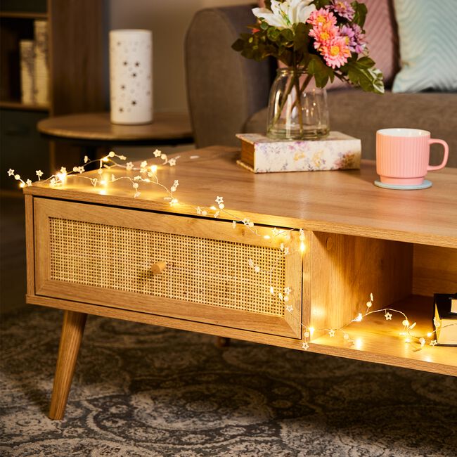 20 LED White Pearl and Star Bead String Lights