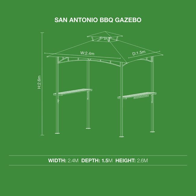 San Antonio BBQ Gazebo 2.4M x 1.5M