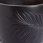 LEAF DESIGN Medium Black Washed Fibre Clay Pot