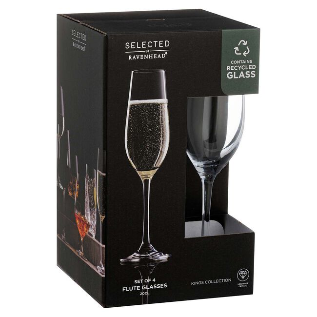 Selected Kings 200ml 4Pk Flute Glasses