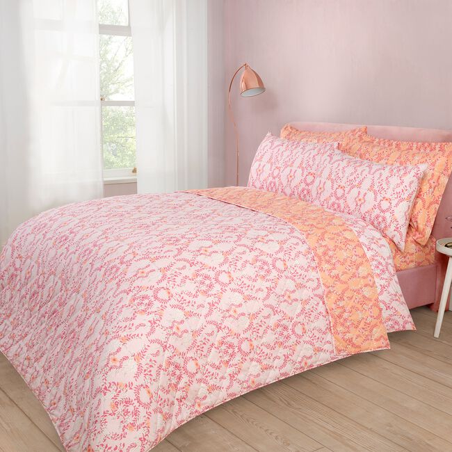 Jazmine Bedspread 200cm x 220cm - Pink/Coral