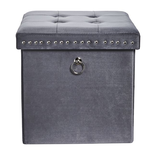VELVET FOLDABLE SMALL Charcoal Ottoman