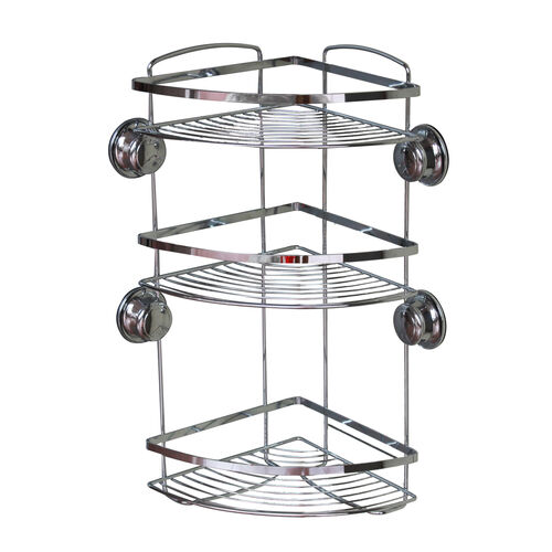 3Tier Chrome Shower Caddy With Suction Fix Home Store + More