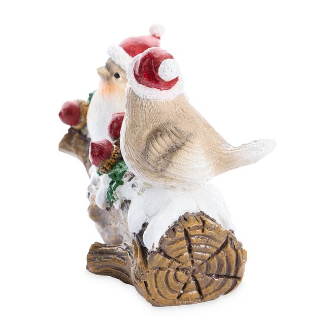 Christmas Robins On Snowy Log