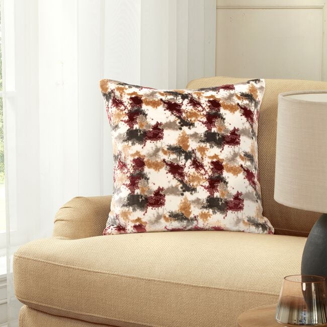 CLOUDS RED/GREY CUT VELVET 45x45 Cushion