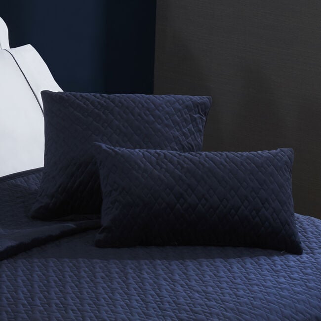 Quilted Velvet Cushion 30cm x 50cm - Navy