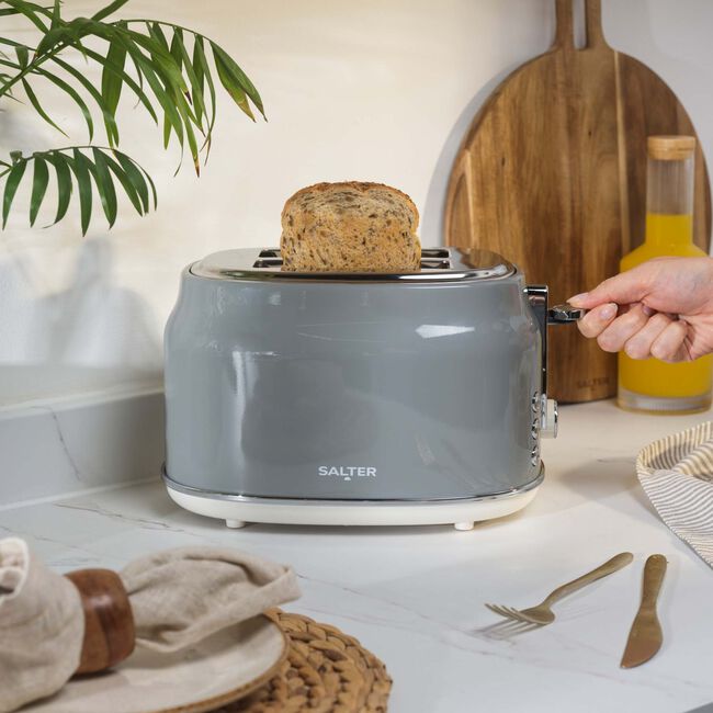 SALTER RETRO GREY CURVED BODY 2 Slice Toaster