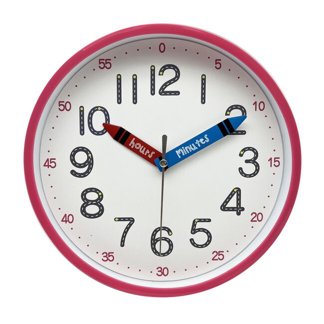 CHILDRENS WALL CLOCK Pink 20cm