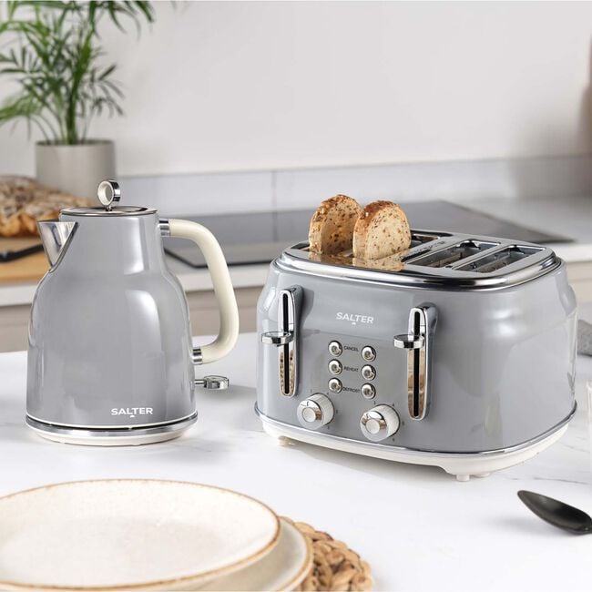 SALTER RETRO GREY 1.7L Rapid Boil Kettle