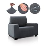 REGAL MILLS EASYSTRETCH VELVET DARK GREY Armchair Cover