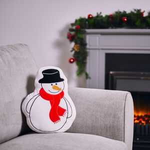 Snowman Cushion 38cm - White